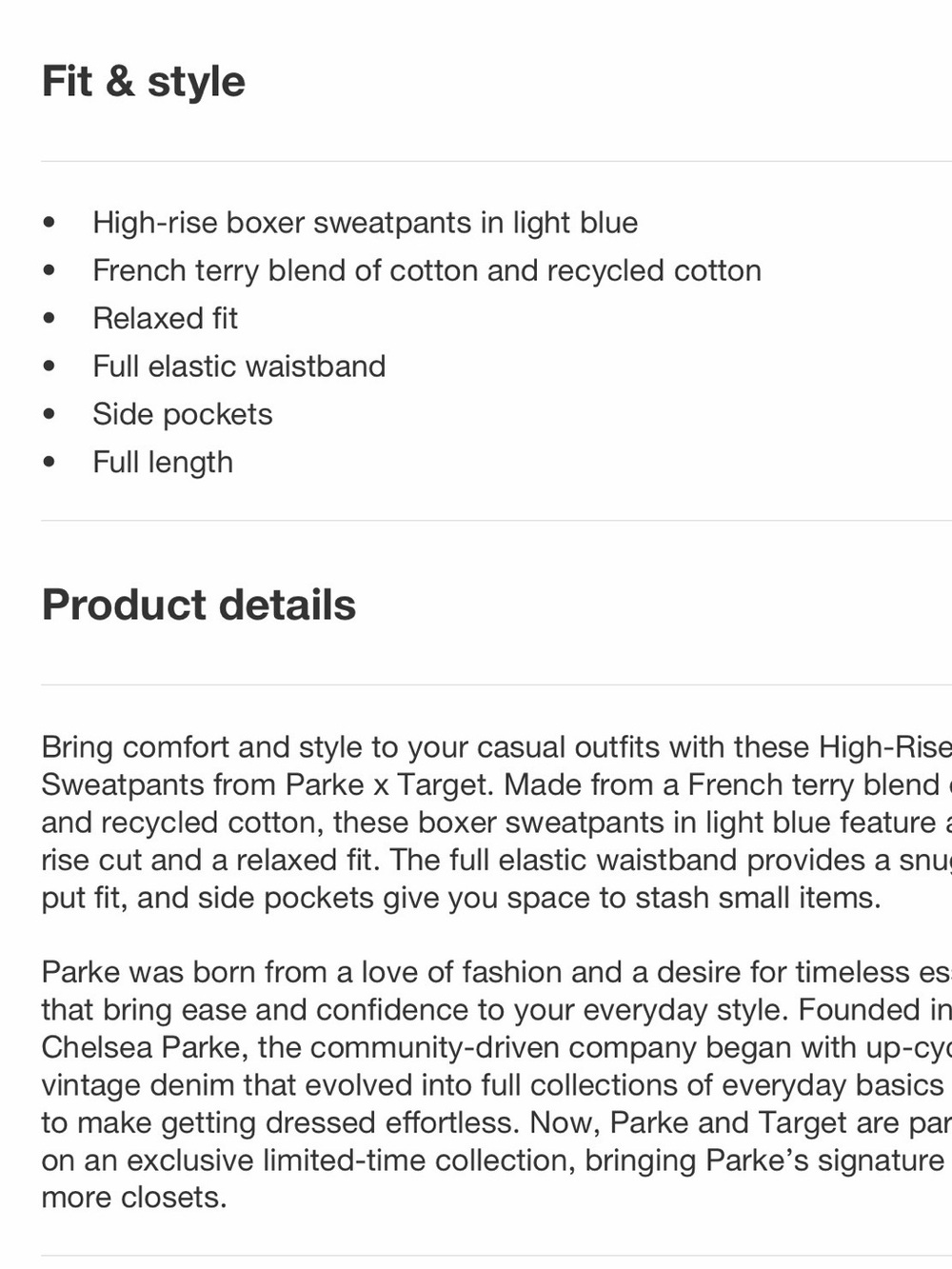 Parke x Target High Rise Boxer Sweapants - Picture 8 of 8